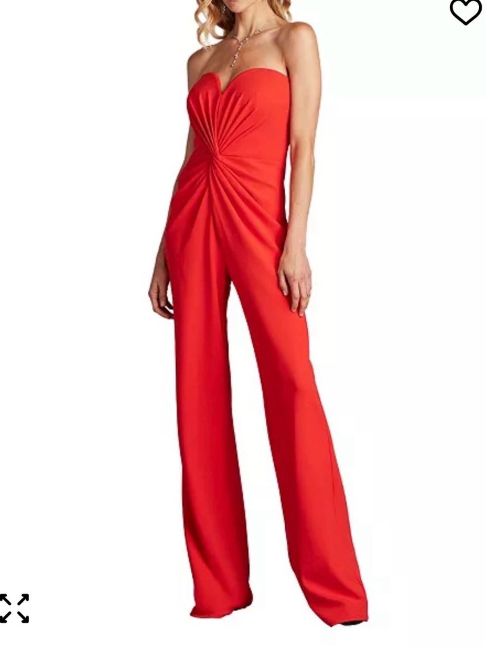 Tadashi Shoji Strapless Red Twist-Detail Jumpsuit